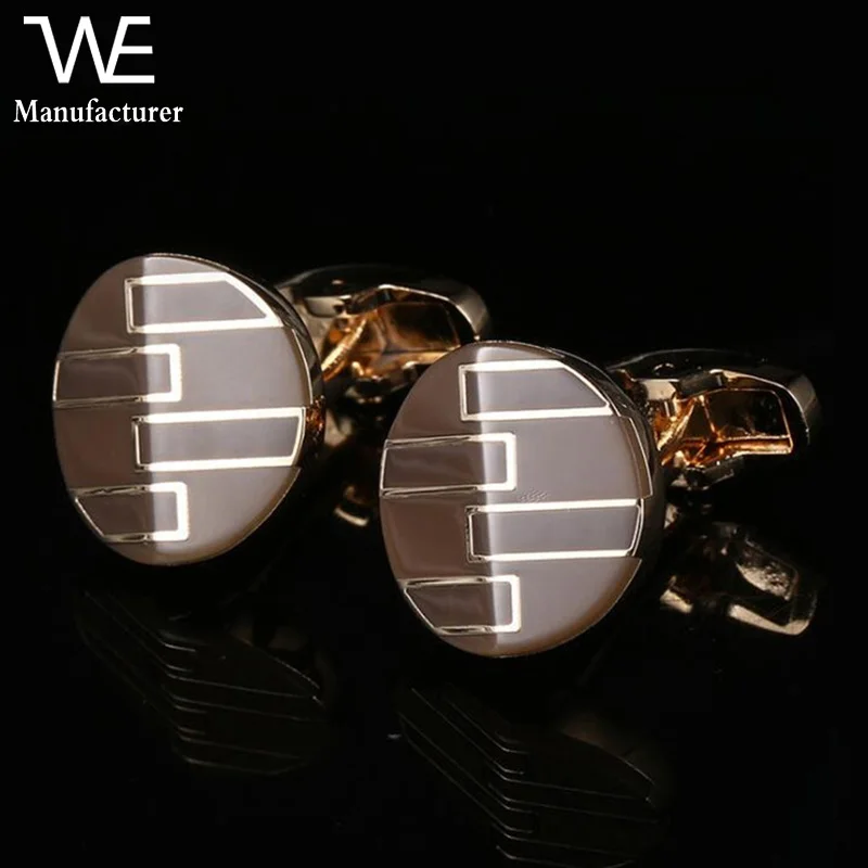 

High Quality French Fastener Business Men's Jewelry Enamel Cufflinks in Cuff Links, As picture