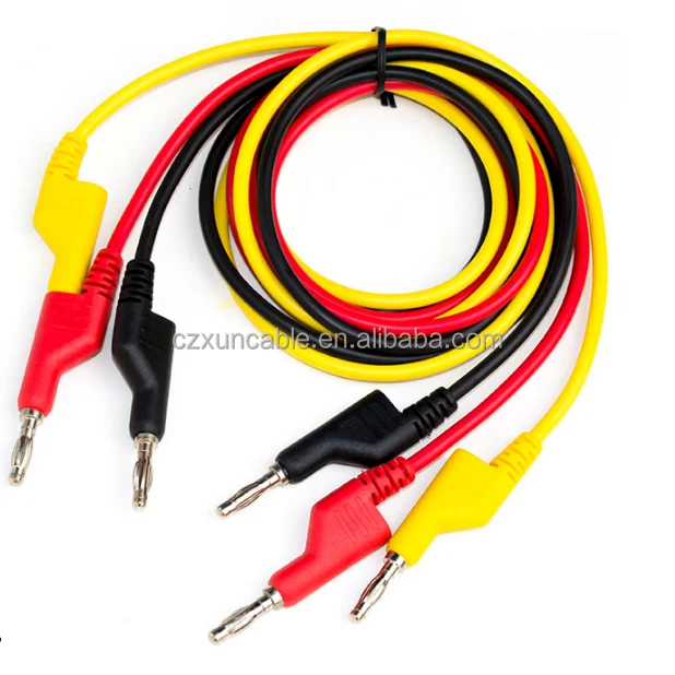 

Bxon 25cm 60cm 1m 2m stackable 4mm banana plug test leads cable 18AWG