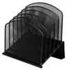 Office Stationery Organizer 5 Section Black Metal Wire Mesh Desktop Document Sorter Inclined File Organizer