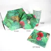 Tropical party table ware set package includes charger plates / cake plates / cups / napkins