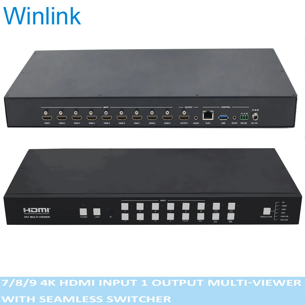 

High quality HDMI 9x1 multiviewer With Seamless Switcher with best price compatible with 7x1 and 8X1, Black