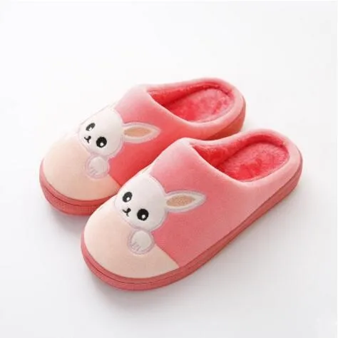 

Lovely cartoon design plush men and women indoor thermal slippers