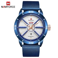 

NAVIFORCE 9155 Men's Watches Top Brand Luxury Sport Watch Mesh Steel Date Week Waterproof Quartz Watch for Men Relogio Masculino