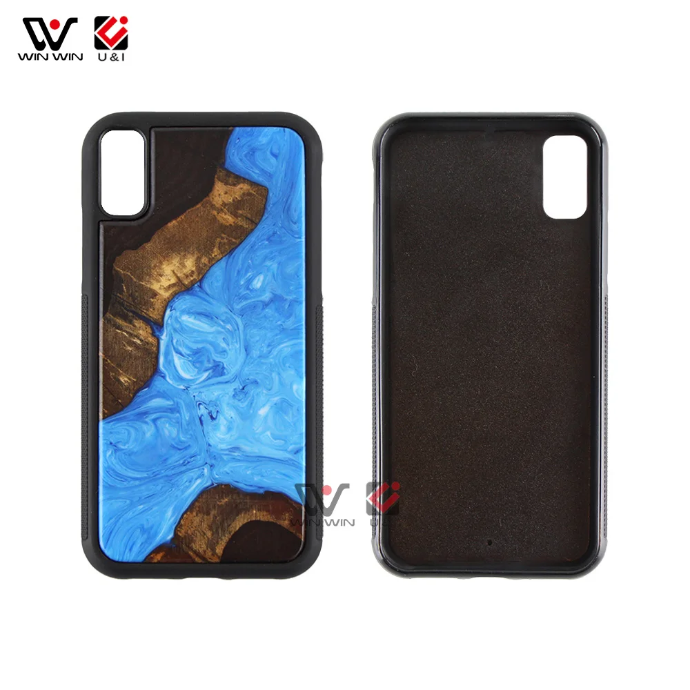 Deep Sea Water Natural Resin Solid Wood Phone Case For iPhone X XS XR XS Max