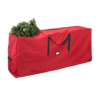 

600D Polyester Heavy Duty Extra Large Red Artificial Christmas Holiday Tree Double Zipper Storage Bag With Sturdy Handles