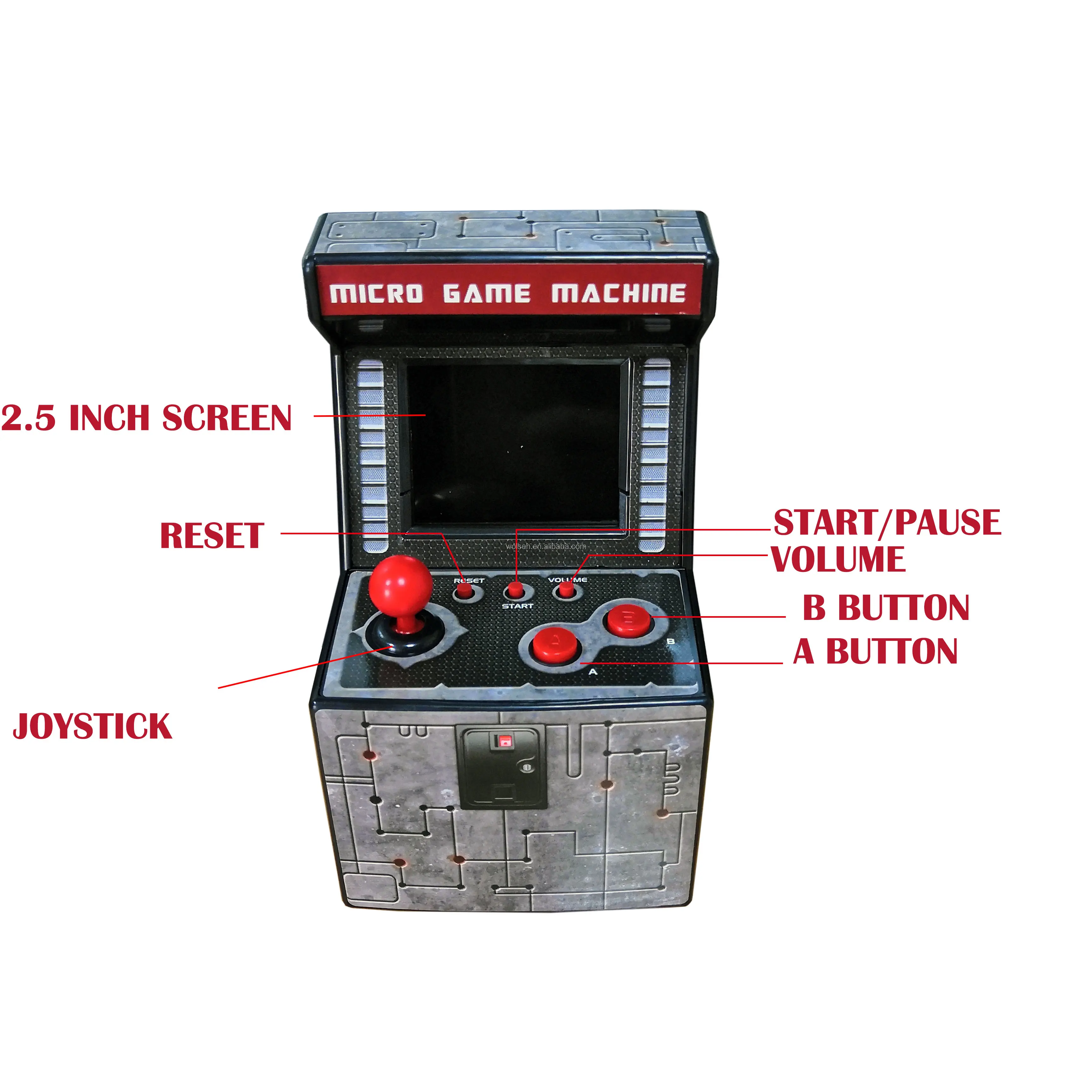 Wolsen 8 Bit Mini Arcade 2.5 Inch Retro Arcade Handheld Gaming System