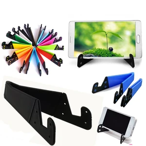 Multi-color custom lazy desk holder plastic v shape foldable mobile phone stand