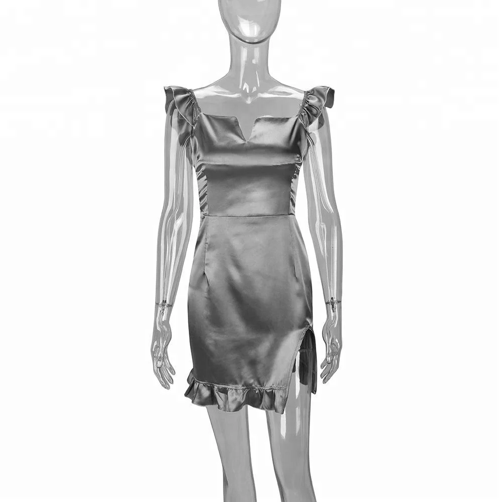 

B13979A cheap wholesale lady silk satin dress