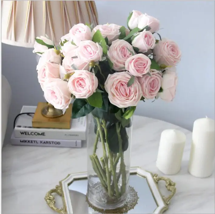 71 cm 3 heads roses Artificial Flower High-grade silk flowers Wedding home decoration a bouquet of rose flower