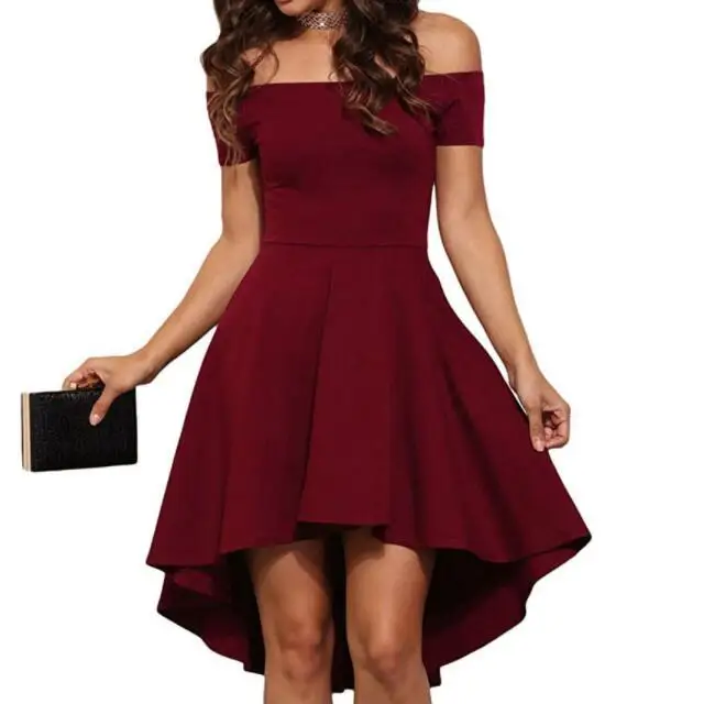 

Hot Selling Women's Dress Off Shoulder Short Sleeves Full Skirt
