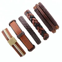 

Adjustable Wax Rope Braided Leather Wrap Multilayer Bracelets Pulseira Masculina Leather Multiple Mens Bracelets
