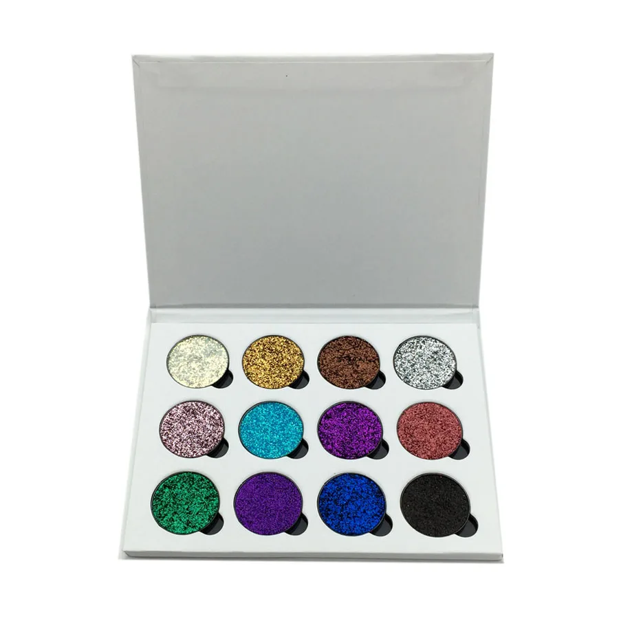

Make up Cosmetics no brand Pressed Glitter Eyeshadow Shining Private Label magnetic 12 color 26mm palette Romantic Color