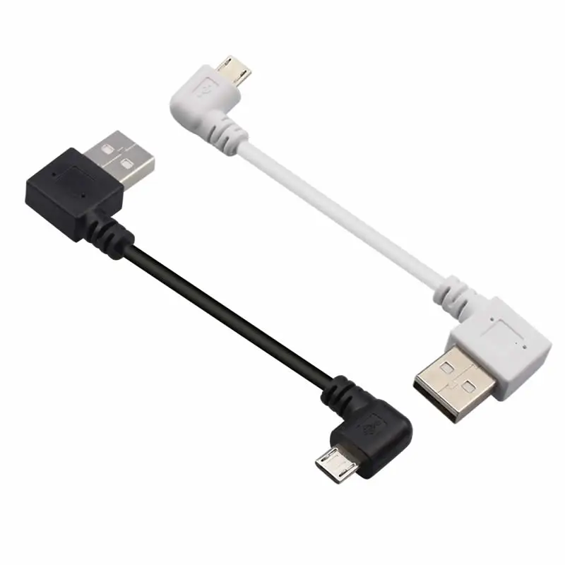 

RJC4003 CE ROHS FCC 90 degree left 10cm short white black USB to right angle micro USB data charging cable, N/a