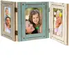 Hand Painted Rustic Distressed Wood Three Picture Frame
