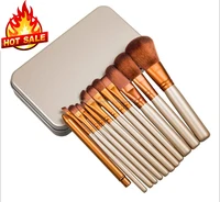 

12pcs gold color metal box packing naked makeup brush set