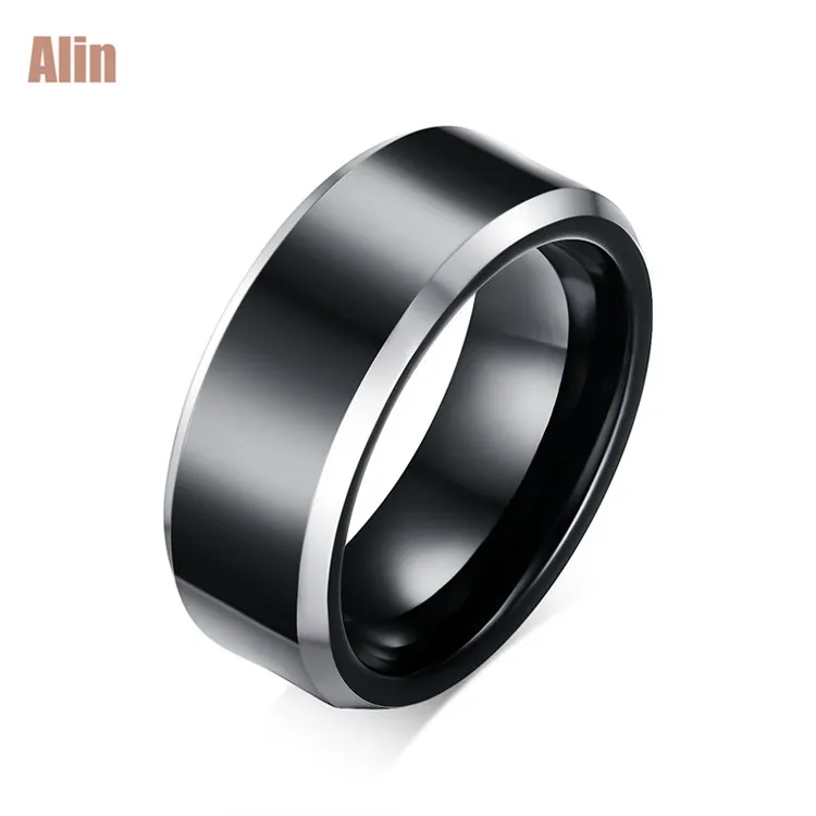 

Tungsten carbide 8mm black or white men's ring wholesale