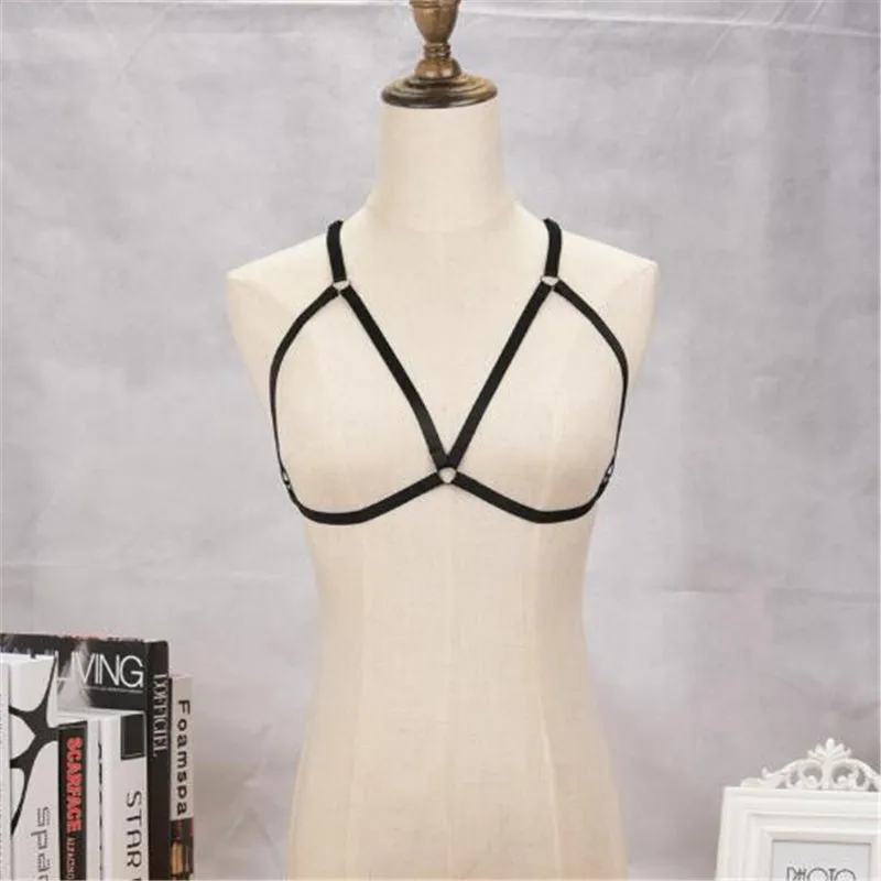 

Russian hot fashion hollow sexy women cupless cage strappy bandage cute body harness elastic bra crop top, N/a