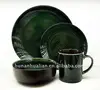 hualian 16 pcs dark green color glazed porcelain plates sets ceramics dinnerware tableware dinner set