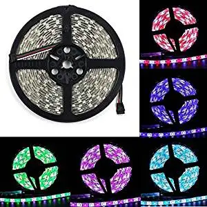 BZONE DC 12V RGB+Cool White RGBW LED Rope Light Flexible Waterproof Color Changing LED Strip Lights, 300 Units SMD 5050 LEDs, IP65 Waterproof, 5m 16.4FT, Black PCB Board