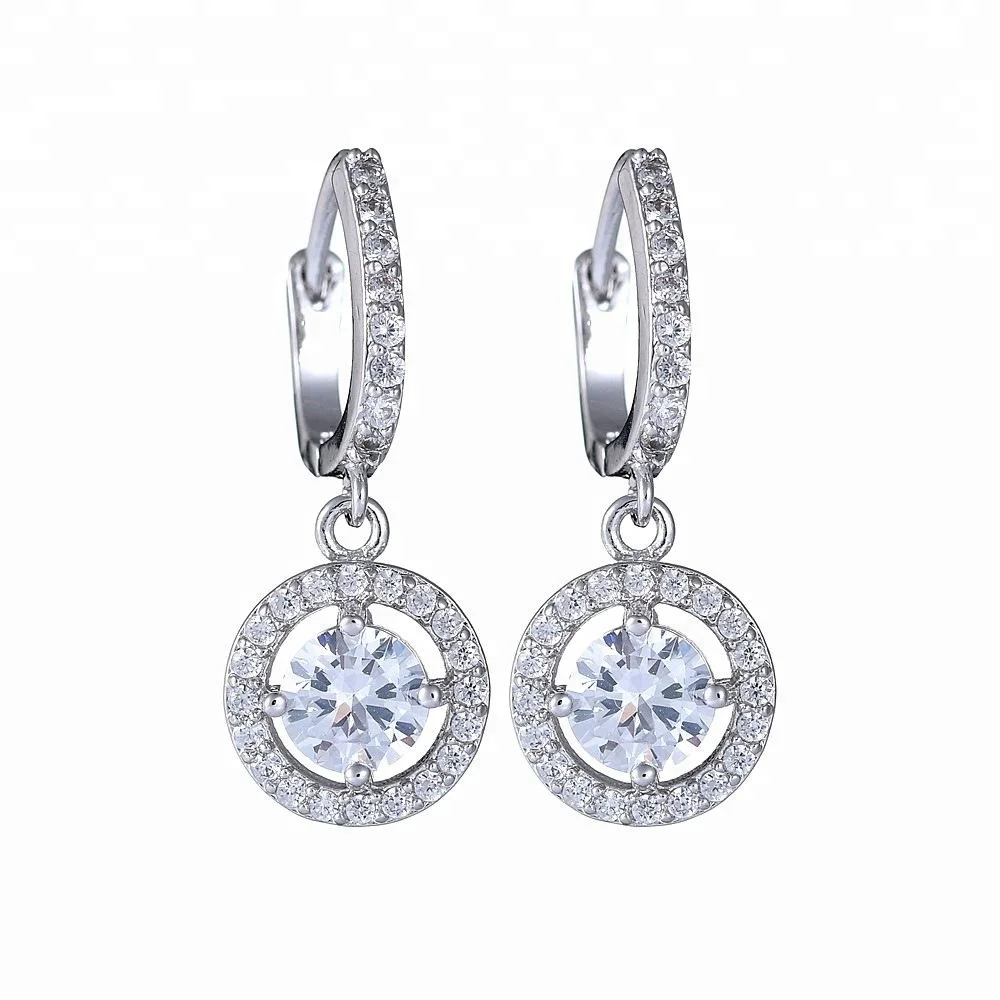 

2018 New Design Fashion Zircon Earring White Eardrop, White;blue