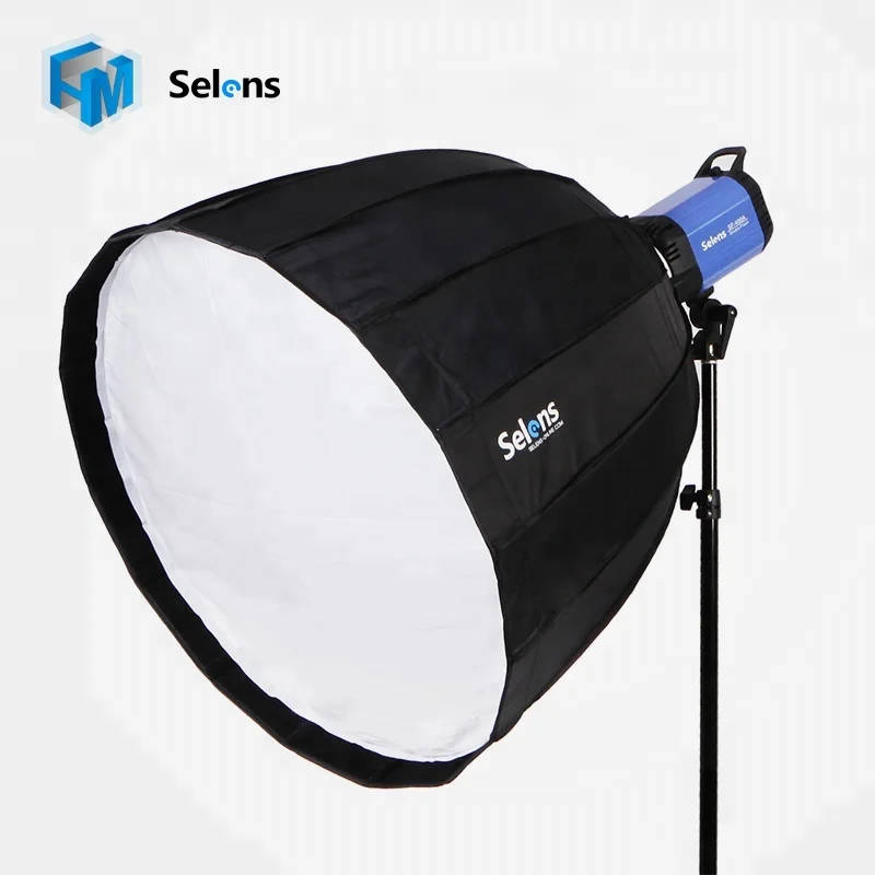 

Selens 70cm Black Silver 16-Rib Deep Easy Folding Parabolic Umbrella Softbox, Balck + silver