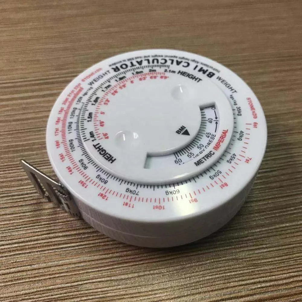 

Plastic case measuring tape BMI calculator body mass pvc body tape measure BMI ruler wheel index, Customized color