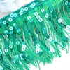 Hot Sale Sequin Bead Green Tassel Fringe Tape Polyester Trim for Curtains