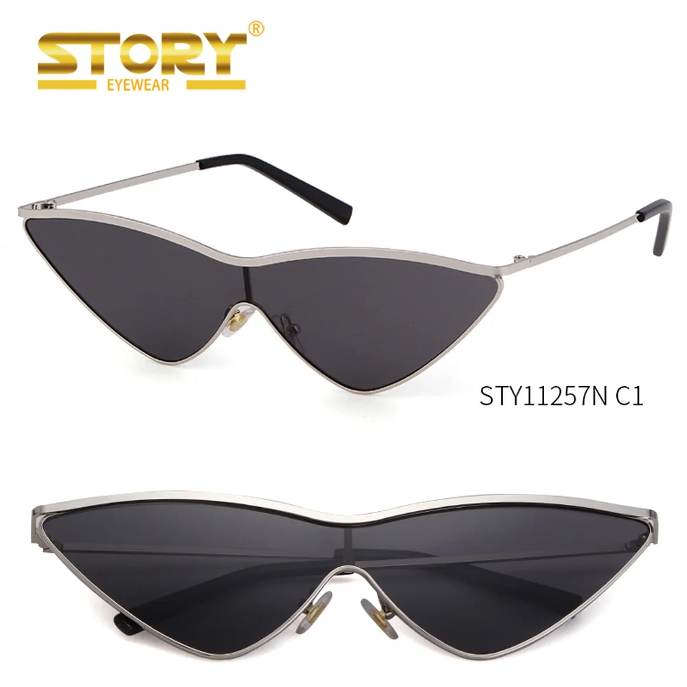 

STORY STY11257N Vintage Cat Eye Sunglasses Women Small Triangle Sun Glasses Fashion Color Lenses Female Glasses Metal Frame UV, Pictures showed as follows
