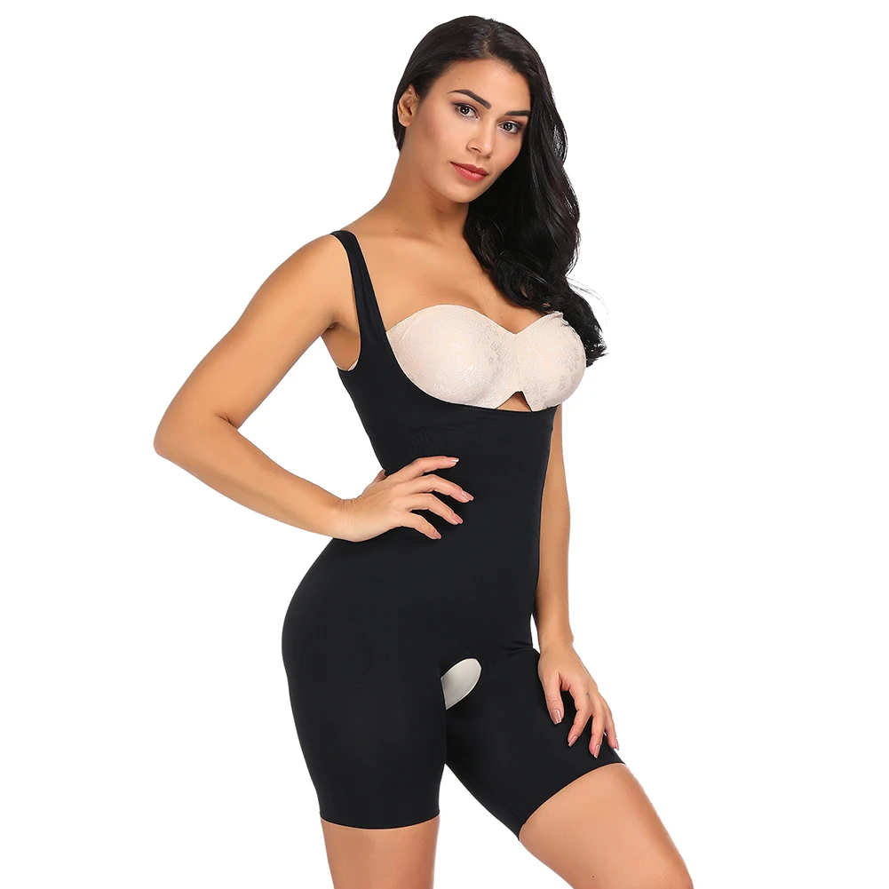 Low Price Black Open Butt Seamless Bodysuit Queen Size Firm Control Sexy Women Body Shaper Body