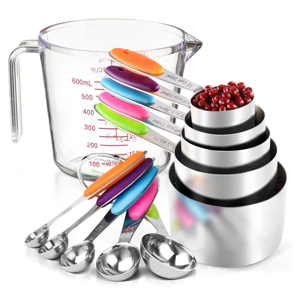 304 Stainless Steel Measuring Cups and Spoons Set/milkshake Transparent Plastic Measuring Cup /baking and home kitchen