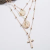 Gold plated coin chocker necklace with long chain pendant