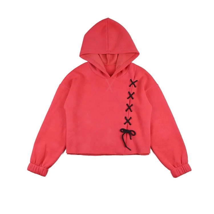

Promotion New Design High Quality Pink Long Sleeve OEM Crop Top Hoodies Women