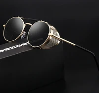 

2020 Retro Steampunk Sunglasses Round Designer Steam Punk Metal Shields Luxury Sunglasses Men Women UV400