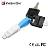 Smallest fast charging cable 3 in 1 usb cable keychain for iPhone+micro usb + USB-C keychain charger