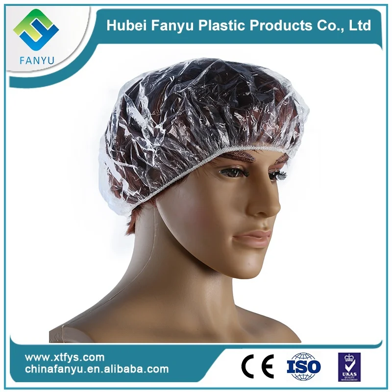 
disposable plastic shower bouffant bath cap 