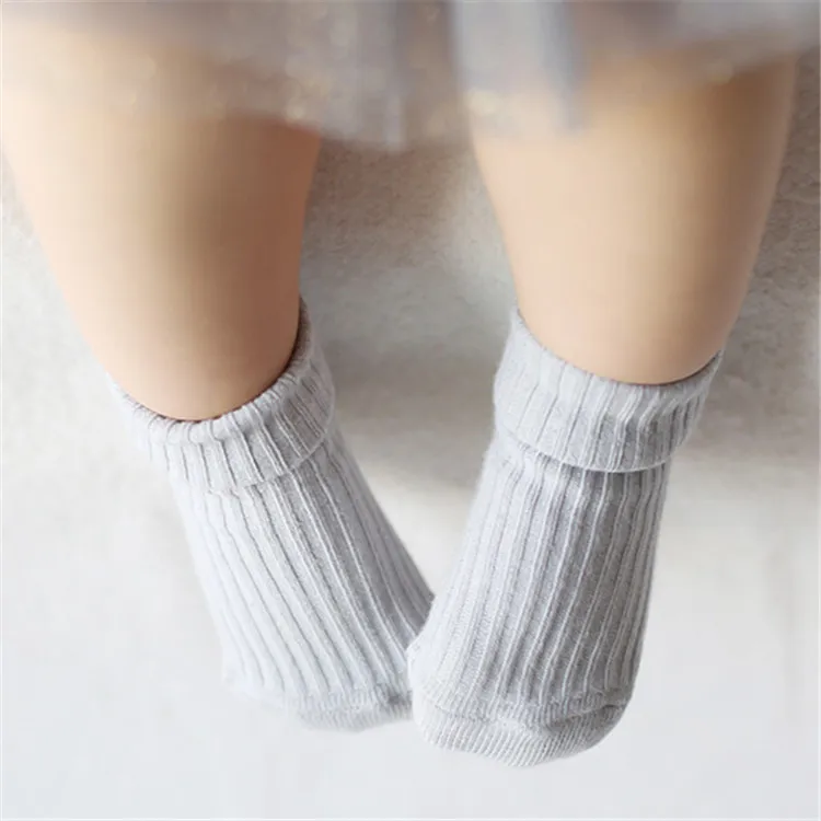 

Kids Boy Girl Baby Socks Solid Color Cotton Anti Slip Socks For Infant Toddler, Picture