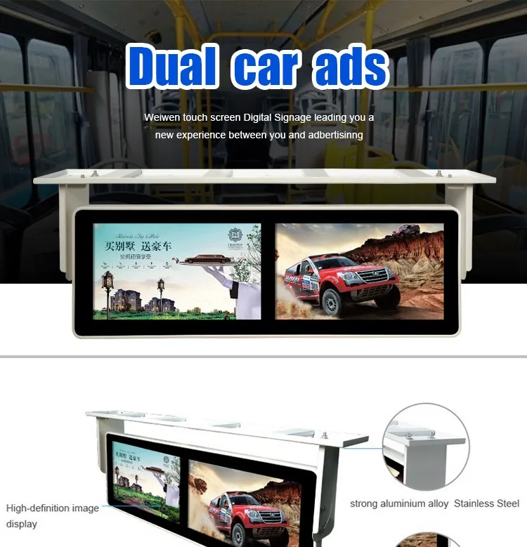 Dual Screen Bus Lcd Display Tft Lcd Panel Ceiling Mount Plug And Play Advertisement Bus Monitor 24v Buy 8 36v Android Bus Player With 4g And Gps 24v