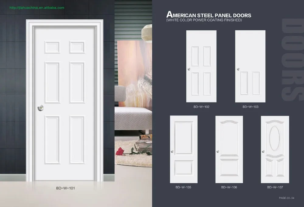 Baodu Brand 6 Panel American Steel Door Interior Glass Panel Doors
