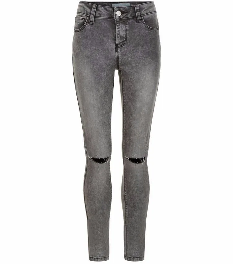 Royal Wolf Denim Jeans Manufacturer Teens Girls Dark Grey Ripped Knee ...
