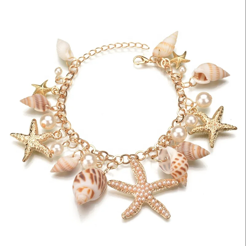 

Summer Jewelry Korean Fashion Star Starfish Conch Shell Unlimited Charm Multi-element Bracelet For Women Pulseras Mujer, Photo