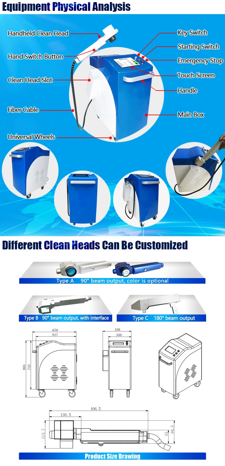 MRJ- লেজার 1000w লেজার জং অপসারণ সিস্টেম