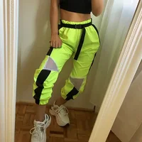 

women casual pants 2020 summer fashion mesh patchwork cargo pants elastic high waist female fashion street trousers