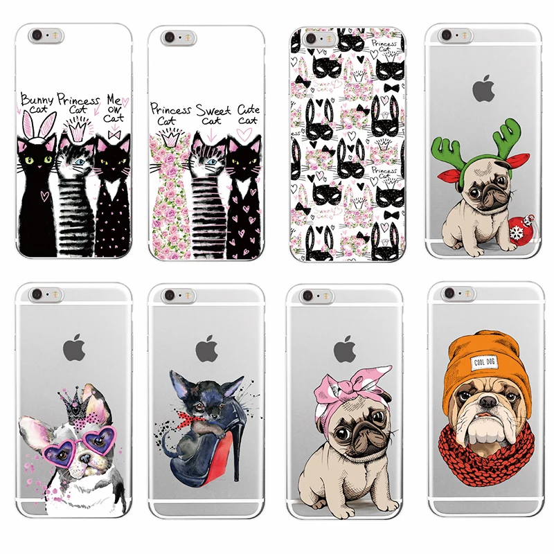 

Cute Puppy Pug Cool French Bulldog Dog Soft Phone Case Coque Funda For iPhone 12 11 Pro Max 7 7Plus 5 5S 6S 8 8Plus X XS Max