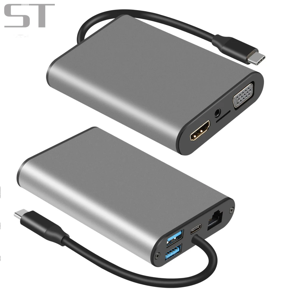 

Alibaba best sellers type c to 3.5mm audio adapter usb ethernet adapter thunderbolt 3 Laptop hub, Space gray