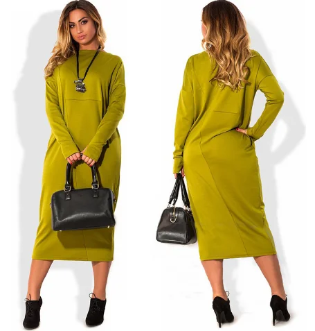 

2017 Plus Size Autumn Winter Fashion Women Clothing Casual O-Neck Bodycon Long Sleeve Office Dress Vestidos abaya, N/a