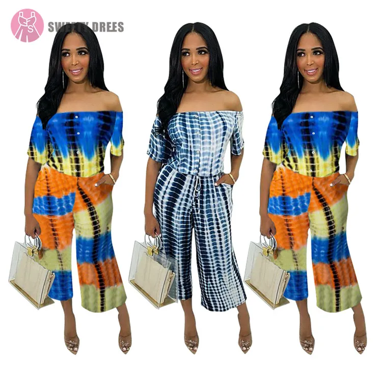 

9050604 Fashion rainbow Tie dye woman denim shorts short jumpsuit, N/a