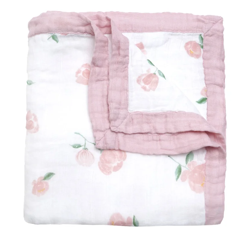 

Wholesale Muslin Bamboo 4 Layers Floral Swaddle Baby Blanket With Adjustable Wrap, Print