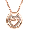 Fashion simple MOM circle pendant necklace fashion heart and ring zircon necklace Party costume necklace jewelry