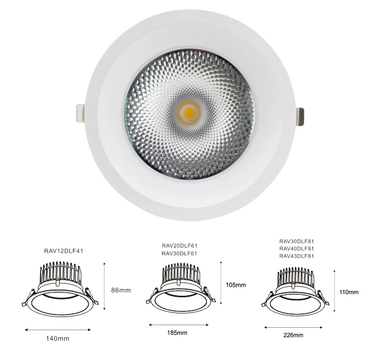 UGR<14 Anti-glare Dimmable COB LED Light 6/8 Inch 12-45W LED Downlight