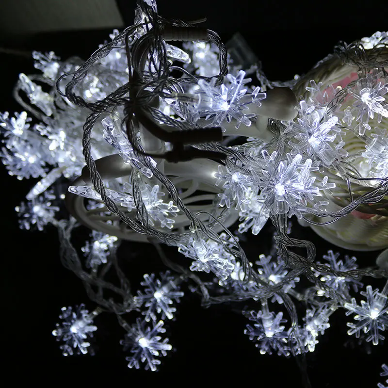 snow garland with lights